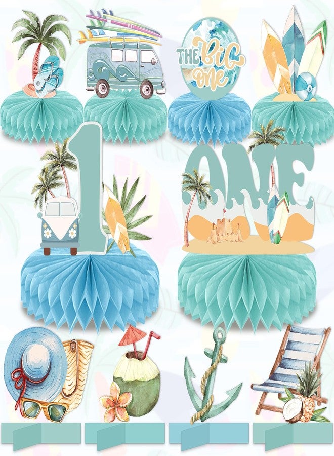 Chunnin 10Pcs The Big One Honeycomb Centerpieces for Summer Beach 1st Birthday Party Decoration Surfing Beach 1 Year Old Birthday Table Centerpieces Supplies for Baby Kid Birthday Table Topper Decor - Image 1